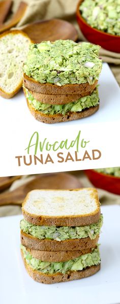 avocado tuna salad sandwich on toasted bread