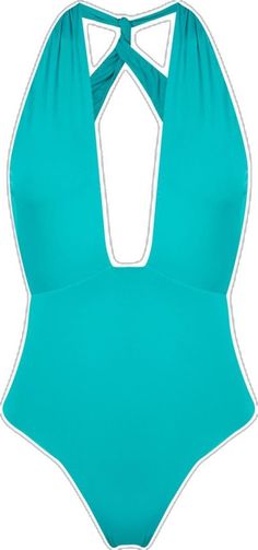 Turquoise Halter Neck Swimwear For Poolside, Elegant Green Triangle Top Swimwear, Green Halter Neck Swimwear, Turquoise Halter Neck Swimwear For Summer, Turquoise Halter Neck Swimwear For Swimming, Green Stretch Halter Top For Pool, Green Halter Neck Swimwear For Poolside, Green V-neck Halter Top For Vacation, Chic Green Backless Halter Top