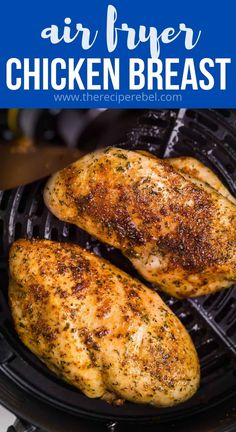 This Air Fryer Chicken Breast is perfectly seasoned and incredibly juicy! It is golden and crispy on the outside and SO flavorful! #chicken #airfryer #recipes #airfryerrecipes Air Fryer Stuffed Chicken Breast, Air Fryer Stuffed Chicken, Air Fryer Chicken Breast, Air Fryer Recipes Chicken Breast, Amazing Chicken, Stuffed Chicken Breast, Easy Chicken Breast, Fried Chicken Breast