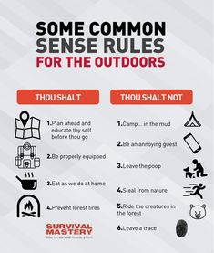 some common sense rules for the outdoorss info sheet with instructions on how to use them