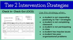 a check out sheet with the words tier 2 in it and an image of a student's workbook