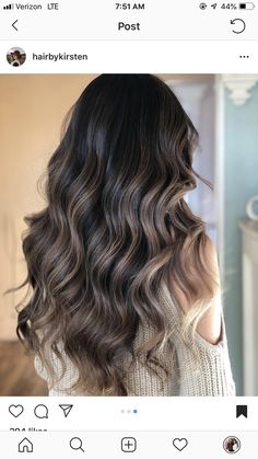 Ashy Caramel Balayage On Dark Hair, Brunette Balayage Ombre Hair, Darker Hair Color Ideas Balayage, Balyage For Dark Hair, Black Balyage Long Hair, Dark Bayalage Hair, Black Hair With Caramel Balayage, Light Balayage On Dark Hair, Dark Brown Hair Balayage Summer