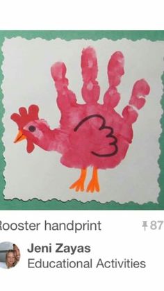 an image of a handprinted turkey with the number 3 on it's left side