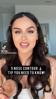 makeup tips Face Contouring Makeup Tutorial, Face Contouring Makeup, Nose Contour, Curly Hair Accessories, Drugstore Makeup Tutorial, Nose Makeup, Contour Makeup Tutorial