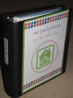 a binder with a family binder on the front and back cover is shown