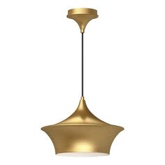 a gold pendant light hanging from the ceiling