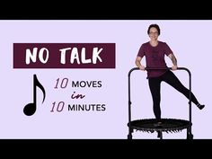 a woman standing on top of a trampoline with the words no talk above her