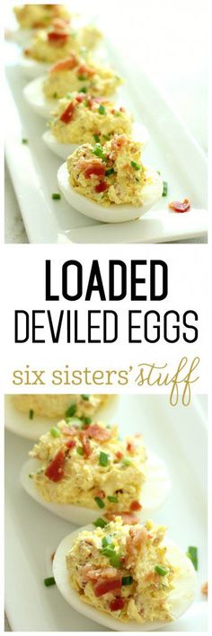 the cover of loaded deviled eggs six sisters stuff