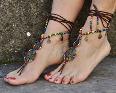 Barefoot SandalsRainbow Jewelry Tree of life Jewelry | Etsy Beaded Ankle Wrap Barefoot Sandals As Gift, Beaded Ankle Wrap Barefoot Sandals For Gift, Hippie Beaded Barefoot Sandals As A Gift, Beaded Toe Ring Barefoot Sandals As Gift, Beaded Toe Ring Barefoot Sandals For Gift, Bohemian Ankle Wrap Barefoot Sandals, Handmade Jewelry For Summer Meditation, Adjustable Ankle Wrap Barefoot Sandals As Gift, Bohemian Anklets As Summer Gift