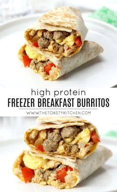 two burritos with meat and vegetables on them