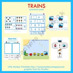 the trains preschool pack includes numbers and pictures