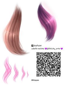 two different colored hair styles with qr code in the bottom right corner and an image of