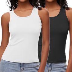 PRICES MAY VARY. Soft Material: Cut from breathable lightweight ribbed fabric, women's Ribbed tank is a basic that's just plain cool. Taking inspiration from men's go-to undershirts, it lays close to the body and wears well on its own or as a first layer. 2 Pack Classic Basics Tank Tops: An everyday tank top made for every body,this summer scoop neck,sleeveless camisole is an essential for any wardrobe. All Match: This ribbed tank is a must-have wardrobe essential, matching with your jeans, shor Everyday Tank Tops, Summer Tee Shirts, Ribbed Tank Tops, Summer Tee, Ribbed Tank, Cami Tanks, Ribbed Fabric, Soft Material, Wardrobe Essentials