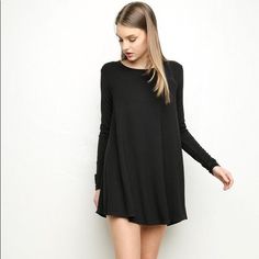 Brandy Melville Black Long Sleeve Shirt Dress All Orders Ship In 1-3 Business Days! Brandy Melville Vintage Black Shirt Dress One Size (Fits Most Similarly To A Small) Color: Black Brand: Brandy Melville Style: Shirt Dress Condition: Nwt (Never Worn, Perfect Condition)No Flaws, No Holes, No Rips, No Stains, No Pilling, No Visible Signs Of Wear // Clean Condition Measurements (See Photos): - 32" Length - 26.5" Front Center Length - 21" Bust All Measurements Are Approximate! Material: - Self: 57% Casual Black Long Sleeve Dress For Fall, Casual Long Sleeve Dress For Date Night, Black Long Sleeve Dress For Fall Night Out, Black Stretch Long Sleeve Dress For Fall, Casual Black Long Sleeve Dress For Summer, Casual Black Long Sleeve Summer Dress, Solid Mini Dress For Fall Daywear, Fall Mini Dress For Daywear, Mini Dress For Daywear In Fall