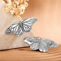 ☑️ The brooch and pin are .925 Sterling Silver and measure approximately 15x38mm ♥️ Follow us and like us on Instagram for discount codes and new designs @mathewandmarieco Silver Butterfly Pins For Gift, Silver Bar Necklace, Insect Jewelry, Pendant Bails, Wedding Brooch, Silver Bead Bracelet, Monogram Jewelry, Mini Charm, Feather Charms