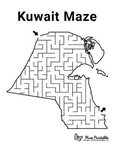 the map of kuwait maze is shown in black and white