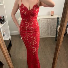 Red Lace Dress From A Boutique Brand. A Perfect Mix Of Classy And Sexy. Very Well-Made. Red Lace Dress, Lace Evening Dresses, Boutique Brands, Red Lace, Very Well, Evening Dress, Lace Dress, Evening Dresses, Colorful Dresses