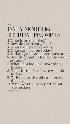 How To Write Daily Journal, Daily Journal Prompts For Healing, Journal Prompts Daily Morning, Daily Affirmation Journal Ideas, What To Journal About In The Morning, Daily Morning Journal Ideas, Uplifting Journal Prompts, Daily Journaling Aesthetic, Discipline Journal Prompts