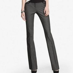 Express Columnist Pants In Gray W/ Black Detail In 10 Short Gray Stretch Bottoms For Work, Gray Full-length Bottoms For Office, Gray Full-length Office Bottoms, Gray Full Length Office Bottoms, Gray Stretch Pants For Workwear, Fitted Gray Pants For Office, Elegant Gray Bottoms For Office, Elegant Gray Office Bottoms, Gray Stretch Pants For Office