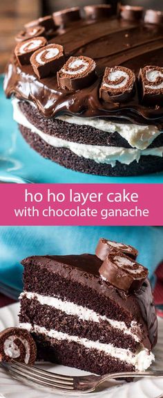 there is a cake with chocolate ganache on the top and no layer cake with chocolate ganache on the bottom