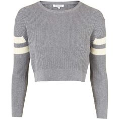 TOPSHOP **Knitted Cropped Jumper by Glamorous (115 BRL) ❤ liked on Polyvore featuring tops, sweaters, shirts, crop tops, grey, grey crop top, gray sweaters, crop shirt, sleeve shirt and cropped jumper Gray Shirt Outfit, Tops Fall Outfits, Classy Fall Outfits, Cropped Pullover, Gray Top, Crop Top Outfits, Stripe Top, Cute Crop Tops