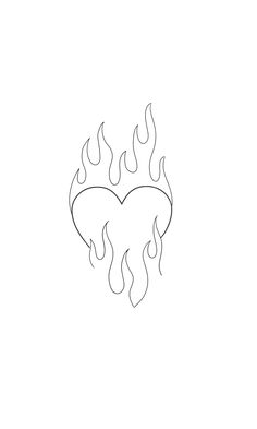 the outline of a heart with flames on it