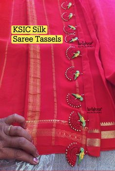 Ksic Mysore Silk Saree, Saree Pallu, Saree Tassels, Mysore Silk Saree, Birds Embroidery Designs