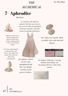 an advertisement for the 7 aphrodite cosmetics brand, featuring various products and their names