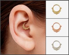 three different types of ear piercings