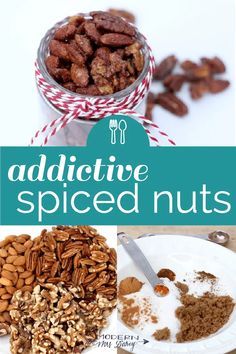 an image of some nuts on a plate with the title above it that reads, radioactive spiced nuts