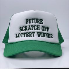 Funny Trucker Hat, Funky Shirts, Lottery Winner, Funny Hats, Black Cap, Hat Ideas, Cool Hats, Khaki Green, Dad Hats