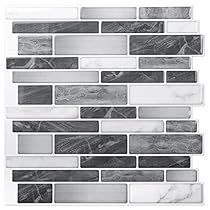 black and white marble mosaic tile backsplash