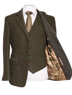 Green Tweed Classic Fit Jacket. Classic Fit Jacket effortlessly stylish. Contrast Grey and Green Tweed Cloths on Jacket revere. 3 Button Closing Jacket. 4 Button working cuff details. Cuffs with Contrast Grey Trims. Notch collar lapel. Contrast Collar Fell, Darted jacket Front Double Vented Back. Contrast Sleeve Trims with Full Working Cuffs.. 2 Pockets with with contrast grey trims. Fitted Tweed Jacket For Wedding, Green Tweed Jacket, Irish Tweed, Irish Sweater, Herringbone Vest, Donegal Tweed, Tweed Jackets, Flat Caps, Tweed Pattern