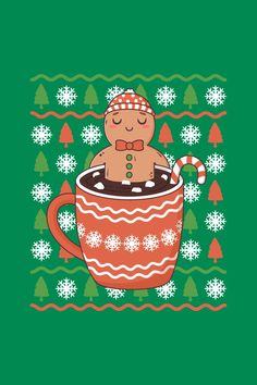 a christmas card with a ginger in a mug