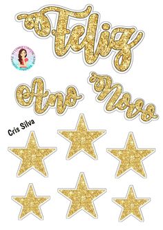 gold glitter stars with the words hello, oh and no