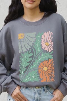 Distressed Boho flower Graphic Fleece Sweatshirts.Unisex Crew Neck Long Sleeve Sweaters Knits.Crafted from premium materials, tailored to your lifestyle, ensuring a comfortable fit for any occasion.Family Group Uniforms Birthday Party Gift Concert Festival Events.High Quality Direct To Film Printed Graphic Design.50%COTTON,50%POLYESTERNICARAGUAMade In: Nicaragua Long Sleeve Sweaters, Wrap Shoes, Concert Festival, Pullover Cardigan, Film Prints, Flower Graphic, Graphic Design Print, Birthday Party Gift, Active Wear Pants