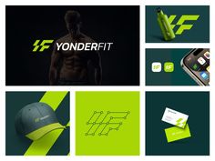 the logo for yonderfit is displayed on several different screenshots and logos