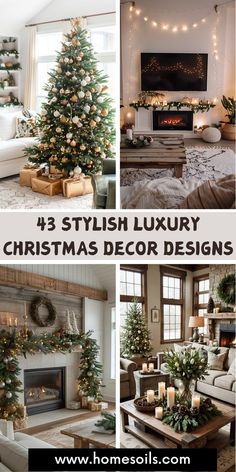 christmas decorating ideas for the living room and dining room with candles, wreaths and garland