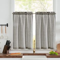 PRICES MAY VARY. Ready Made Curtains: 2 Linen Blend Tier Curtains measuring 26"W x 45"L per piece. These cafe curtains come in a variety of colors that work well for kitchen and living room windows, as well as cabinets. Striped Print Curtains: These half window curtains feature a refreshing vertical stripes design on linen blend fabric, bringing a rustic touch to your window. These cute country curtains can go really well with farmhousedecor. Light Meets Privacy: These semi sheer tier curtains g Farmhouse Curtain Rods, Half Window Curtains, Rustic Curtain Rods, Replacing Cabinets, Cafe Curtain Rods, Small Curtains, Bathroom Farmhouse, Small Window Curtains, Tier Curtains