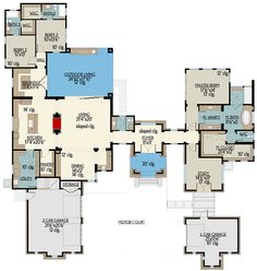 this is an image of the first floor plan for a luxury home with pool and hot tub