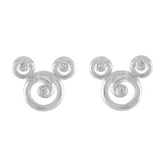 pair of mickey ears earrings with diamonds in the middle and two circles on each ear