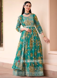 Engagement Anarkali, Ready To Wear Gown, Sequins Gown, Anarkali Salwar, Gown Suit, Embroidered Anarkali