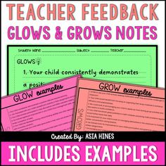 the teacher's guide to grow and grow notes