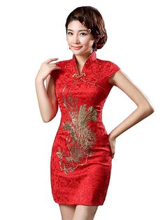 PRICES MAY VARY. ✔︎ PRODUCT INFORMATION: Beautiful and elegant Cheongsam dress! Please read size chart before ordering! ✔︎ FEATURES: Gorgeous design of a phoenix in gold brocade. Perfect for casual wear or a night out! ✔︎ FUNCTION|DURABILITY: 100% Polyester build with brocade detailing! ✔︎ PRODUCT SPECIFICATIONS: Dry-cleaning recommended for this garment. ✔︎ SET INCLUDES: One (1) Cheongsam Dress CosplayLife Red and Gold Phoenix Brocade Chinese Traditional Cheongsam Dress for Women - Women's Size Traditional Cheongsam, Fancy Short Dresses, Gold Brocade, Exotic Fashion, Cheongsam Dress, Chinese Traditional, Gorgeous Design, Cheongsam, Red And Gold