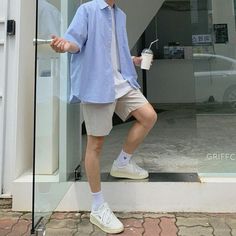 Korean Guy Summer Outfit, Korean Outfit Men Summer, Korean Mens Summer Outfits, Outfit Ideas Shorts Men, Uniqlo Summer Outfit Men, Korean Boy Outfit Casual Summer, Short Asian Men Fashion, Softboy Aesthetic Outfits Men Korean, Mens Outfits Summer 2024