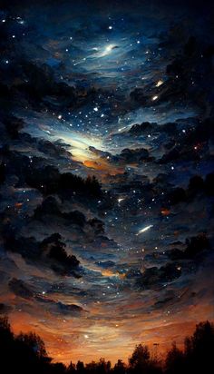 Wallpaper Backgrounds Night Sky, Artsy Wallpapers Iphone, Melancholic Aesthetic, Fantasy Phone Wallpaper, Fantasy Night Sky, Pretty Night Sky, Acrylic Painting Ideas For Beginners, Easy Acrylic Painting Ideas, Night Sky Painting