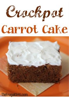 a close up of a piece of carrot cake on a plate with the title above it