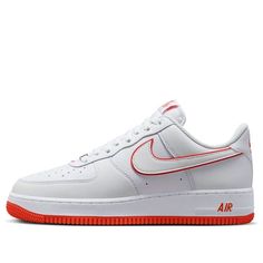 Nike Air Force 1 Low 'White Picante Red' DV0788-102 White Nike Air Force 1 For Sports, White Nike Air Force 1 Casual Sports, White Nike Air Force 1 Casual Sports Shoes, Casual Orange Nike Air Force 1, Casual Red Nike Air Force 1 For Sports, Nike Air Force 1 With Red Sole In White, Nike Air Force 1 Low, Air Force 1 Low, Nike Air Force 1