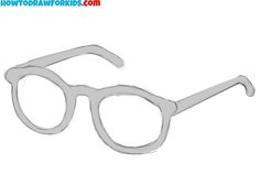 a pair of glasses sitting on top of a white surface with the words, how to draw