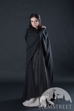 Black semi-transparent medieval fantasy cloak robe for sale :: by medieval store ArmStreet Black Costumes For Larp At Medieval Festivals, Black Medieval Festival Costume For Cosplay, Black Medieval Festival Cosplay Costume, Black Gothic Costume For Larp, Black Gothic Larp Costumes, Black Vampire Costume For Larp, Black Medieval Costume For Fantasy Events, Medieval Black Costume For Fantasy Events, Black Gothic Costume For Medieval Festivals